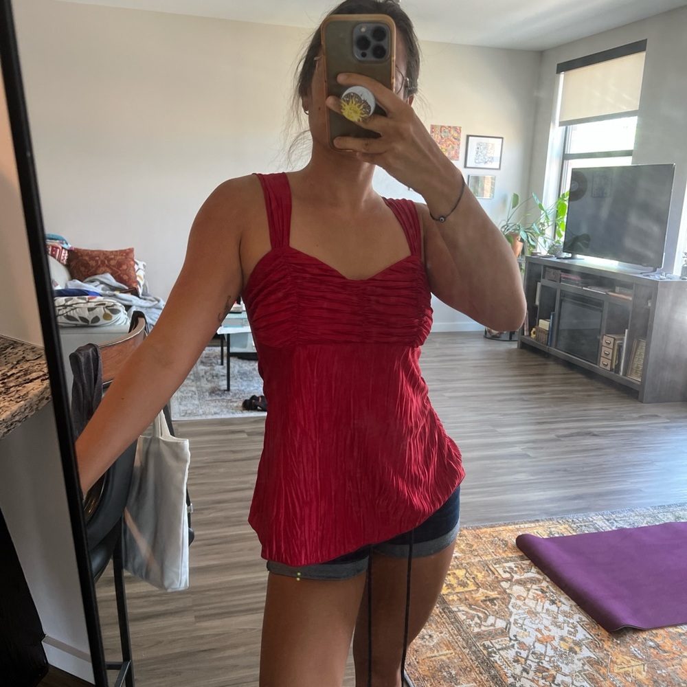 vintage ruched elegant red tank top size medium